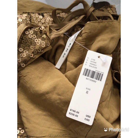 Anthropologie Gold Sequined Slip Midi Dress - NWT - Picture 11 of 13